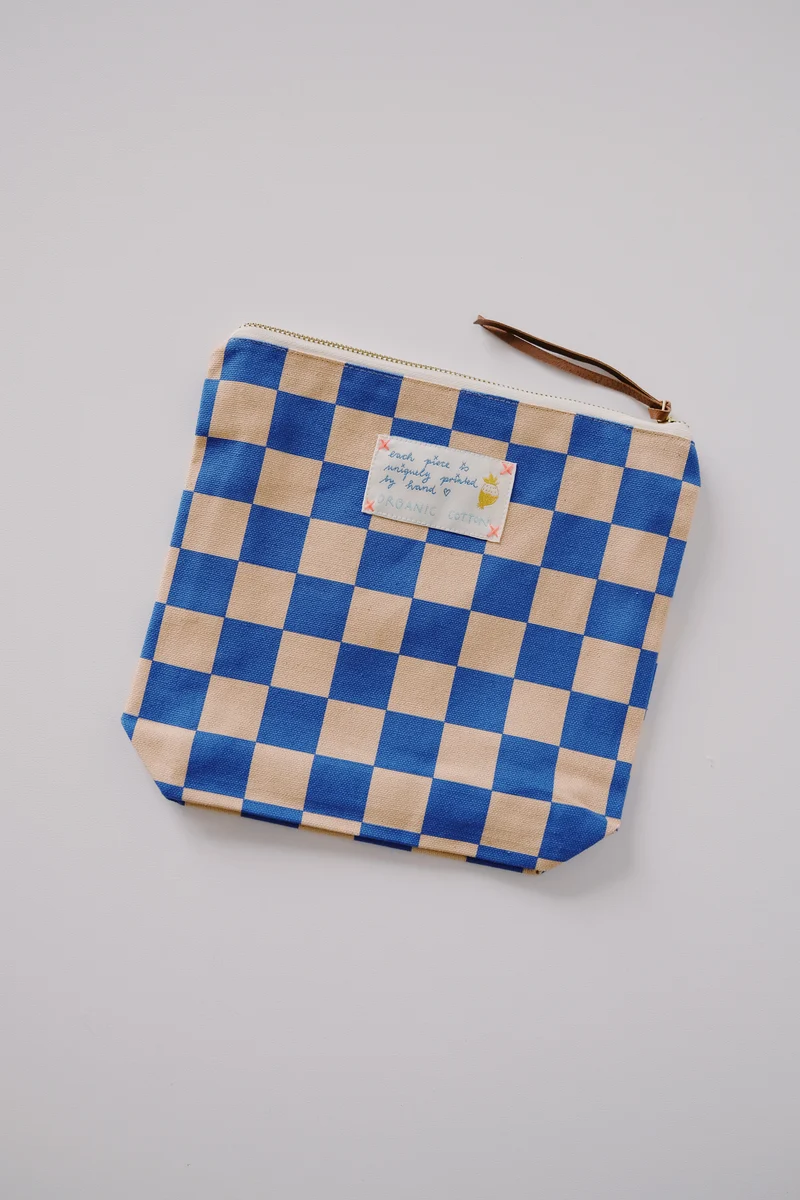 Pouch - Blue Rose Check