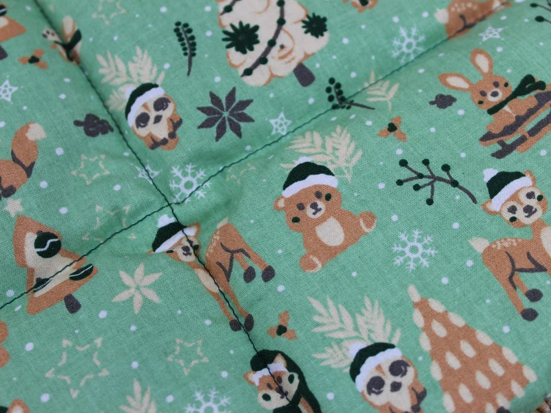 Körnerkissen weihnachtliche Waldtiere grün