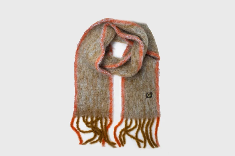 Mohair Twist Frame Scarf [Brown]