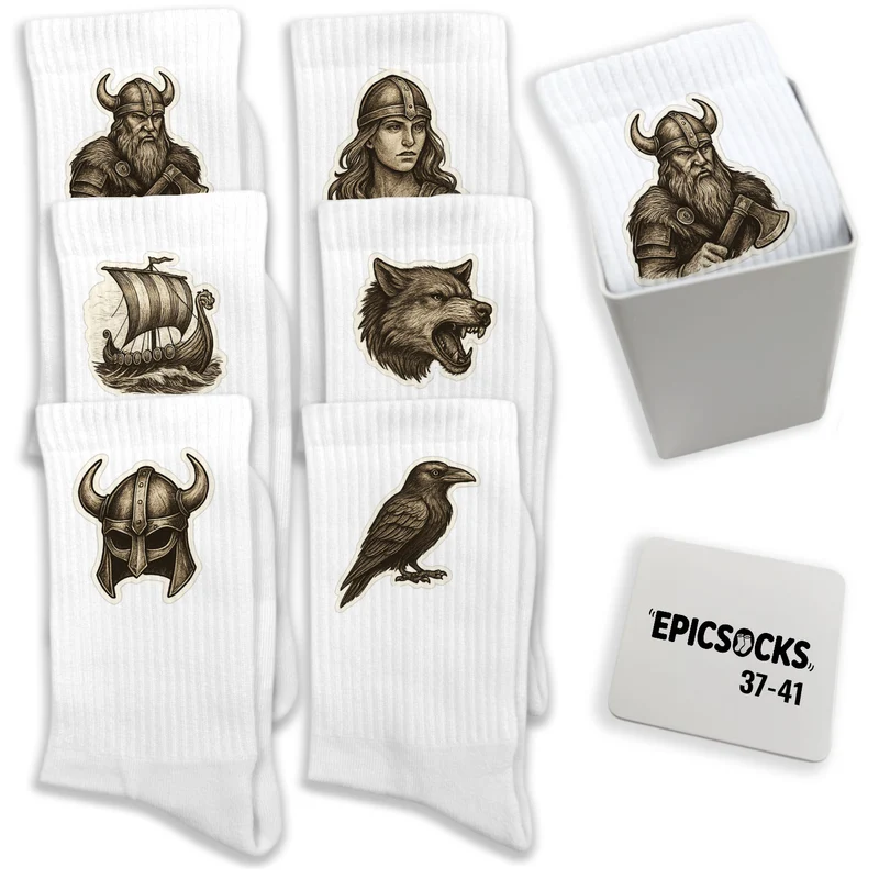 epicsocks Nordic Legends Socken in 37-41 im 6er Set in Geschenkdose im 6er Set in Geschenkbox