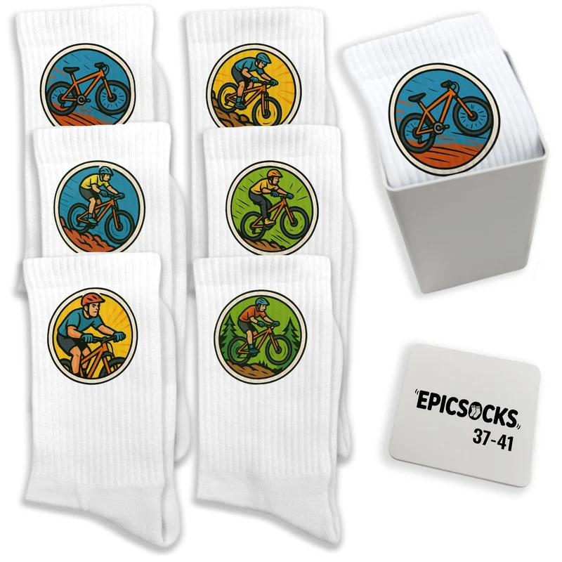 epicsocks Fahrradabenteuer Socken in 37-41 im 6er Set in Geschenkdose im 6er Set in Geschenkbox