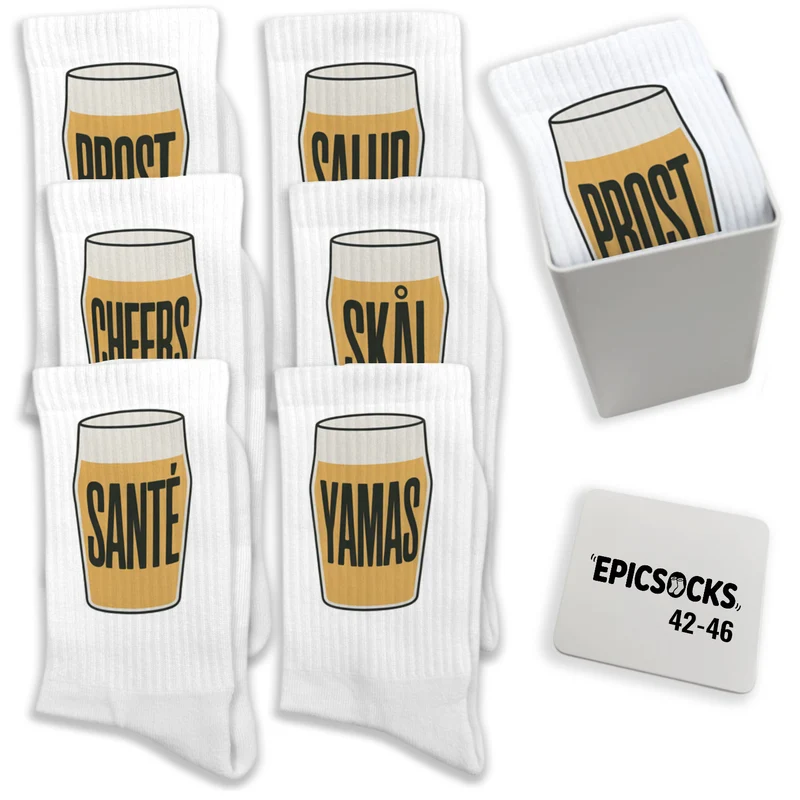 epicsocks Cheers Collection Socken in 37-41 im 6er Set in Geschenkdose im 6er Set in Geschenkbox
