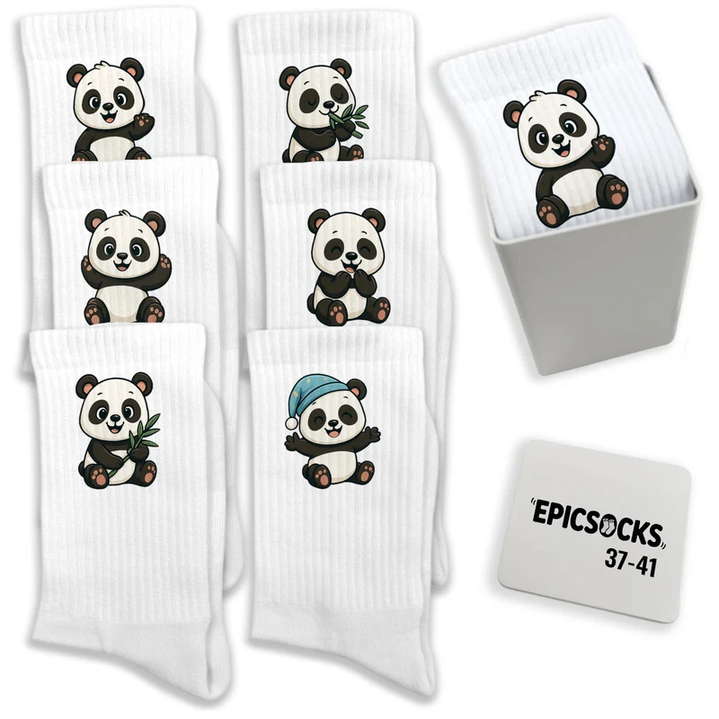 epicsocks Panda Liebe Socken in 37-41 im 6er Set in Geschenkdose im 6er Set in Geschenkbox