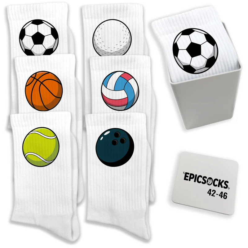 epicsocks BallFreunde Socken in 37-41 im 6er Set in Geschenkdose im 6er Set in Geschenkbox