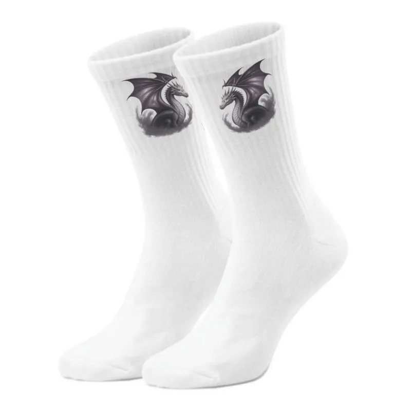 epicsocks Dragon Power Silberner Drache Socken in 37-41 im Paar