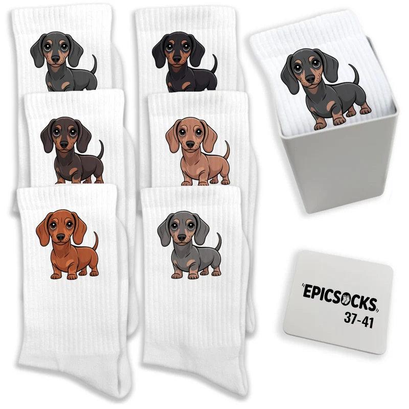 epicsocks Dackelliebe Socken in 37-41 im 6er Set in Geschenkdose im 6er Set in Geschenkbox