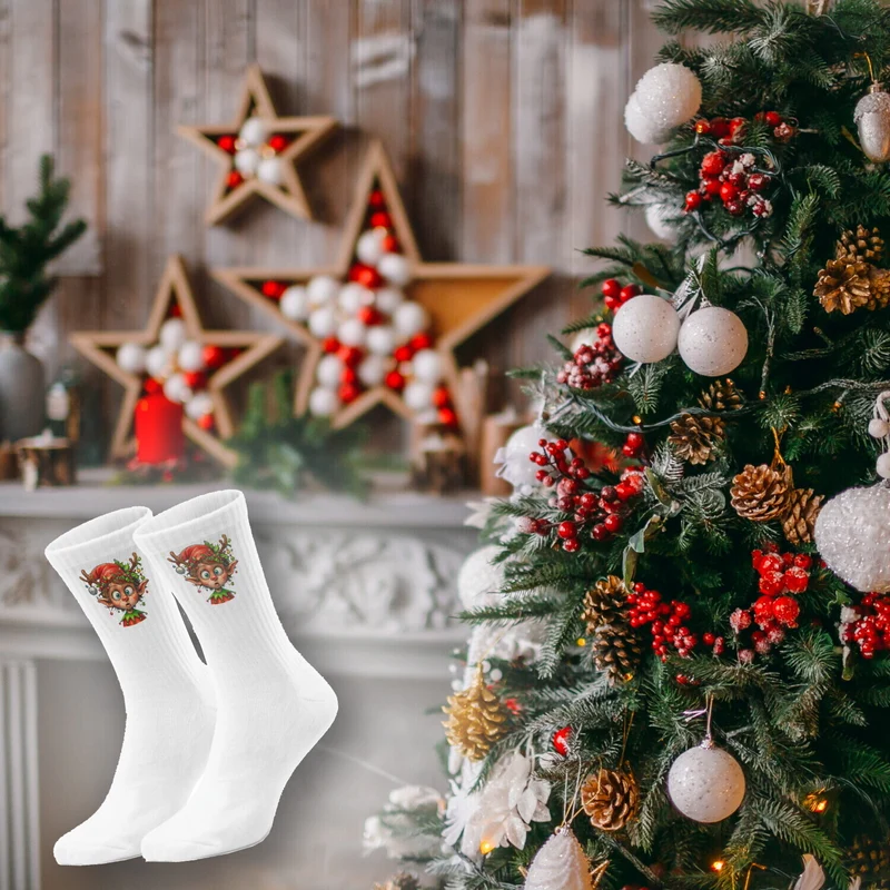 epicsocks Weihnachtsfreude Weihnachtself Socken in 37-41 im Paar