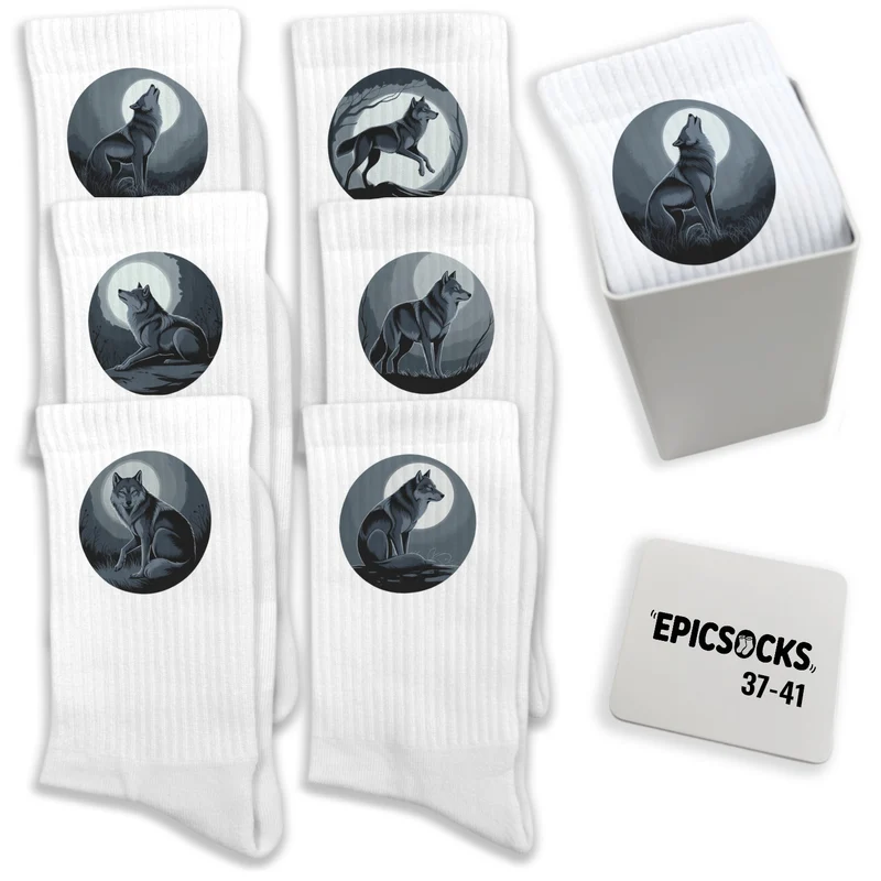 epicsocks Wolfsnacht Socken in 37-41 im 6er Set in Geschenkdose im 6er Set in Geschenkbox