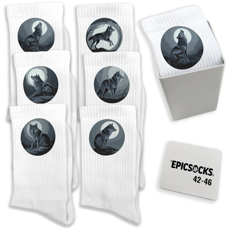 epicsocks Wolfsnacht Socken in 37-41 im 6er Set in Geschenkdose im 6er Set in Geschenkbox