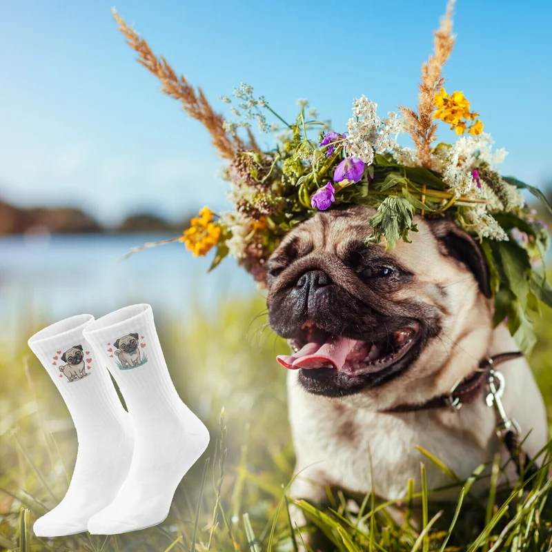 epicsocks Pug Paradise Mopsliebe Socken in 37-41 im Paar
