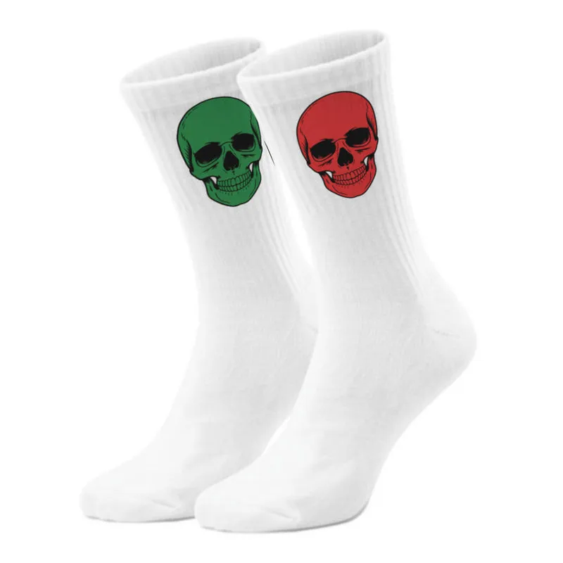 epicsocks Colorful Skulls Komplementärschädel rot-grün Socken in 37-41 im Paar