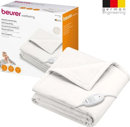 Beurer HD 75 Warmtedeken - Test: zeer goed - 180 x 130 cm - 6 Warmtestanden - Luxe elektrische bovendeken - Wit