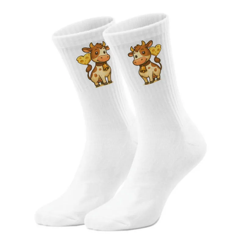 epicsocks Cheesy Love Kuh mit Herz Socken in 37-41 im Paar