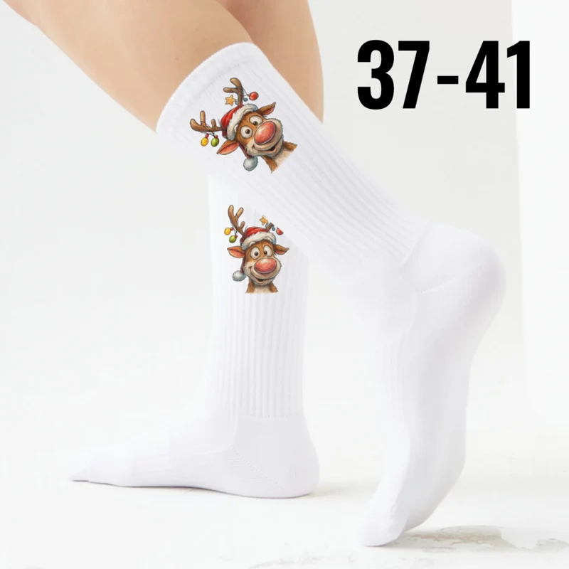 epicsocks Weihnachtsfreude Rentier Kopf Socken in 37-41 im Paar