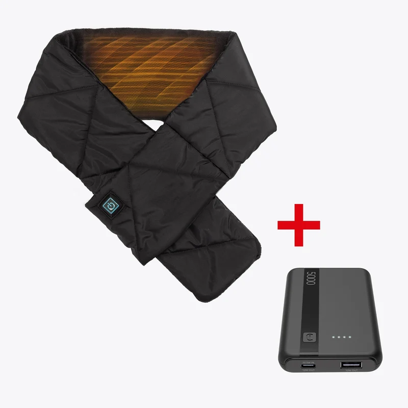 Kit Sciarpa Riscaldante Cordless Heat on the Go Puffer Scarf Nera e Power Bank Cellularline 5000