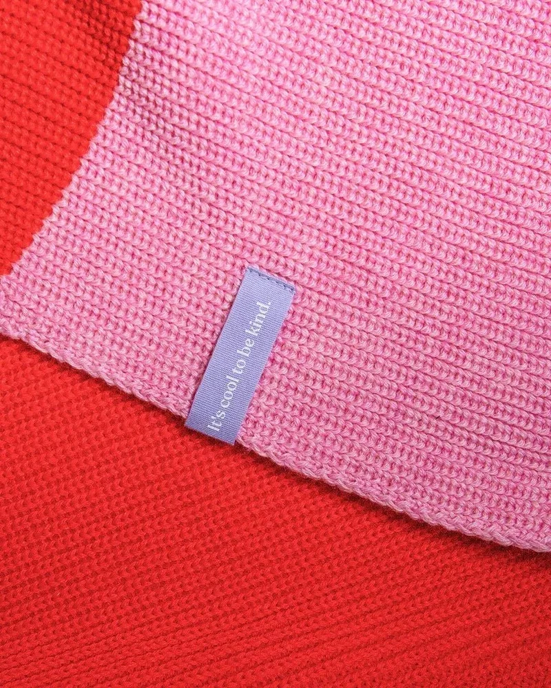 Gestreifter Schal aus Merinowolle • Pink/Rot