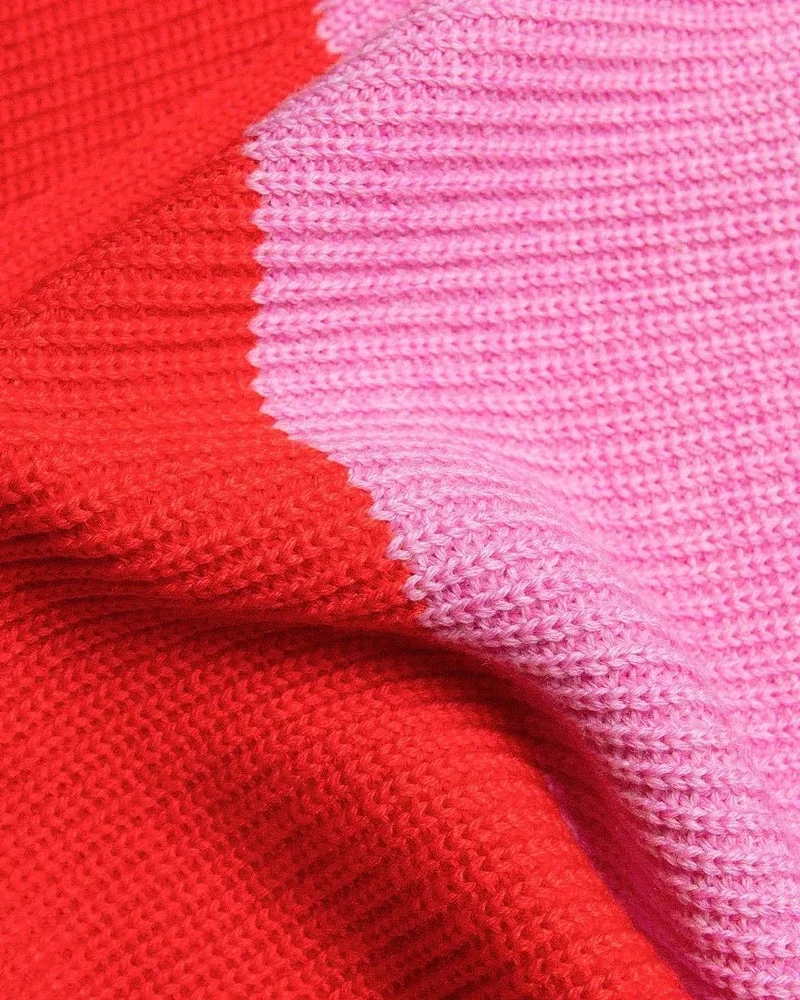 Gestreifter Schal aus Merinowolle • Pink/Rot