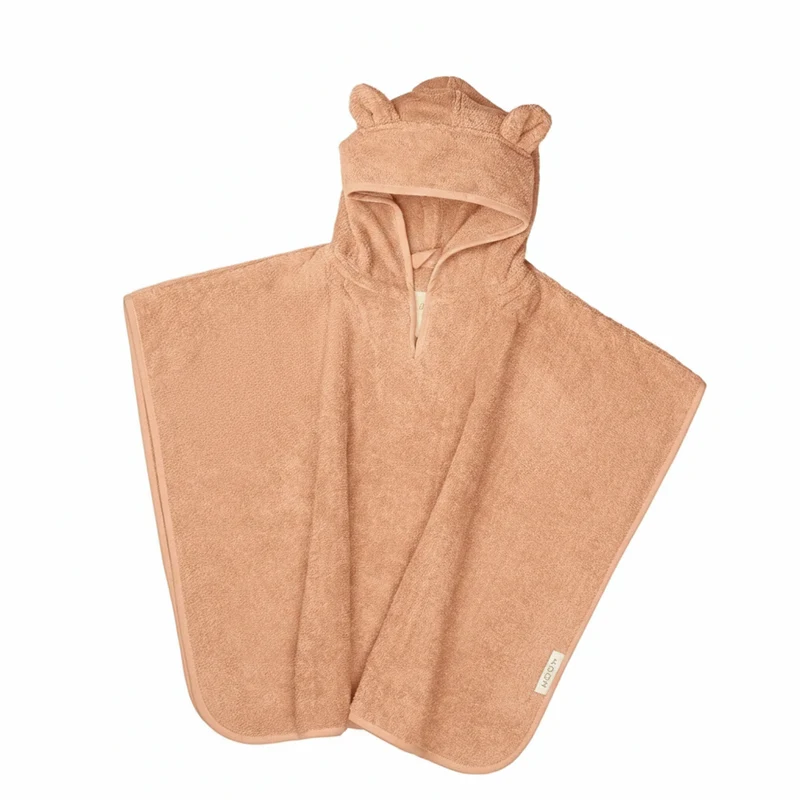 Baby Badeponcho 75x75 cm – „Puder“ mit niedlichen Bärenohren