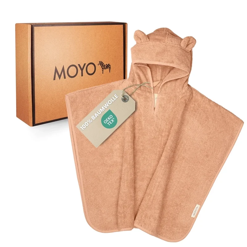 Baby Badeponcho 75x75 cm – „Puder“ mit niedlichen Bärenohren