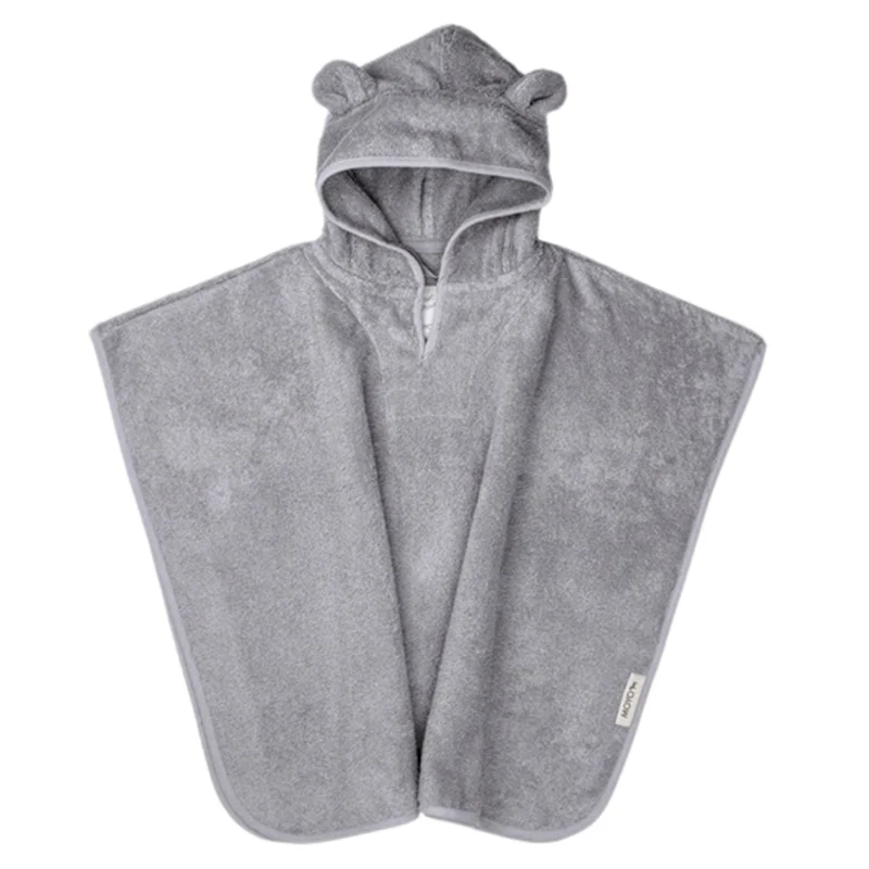 Baby Badeponcho 75x75 cm – „Grau“ mit niedlichen Bärenohren
