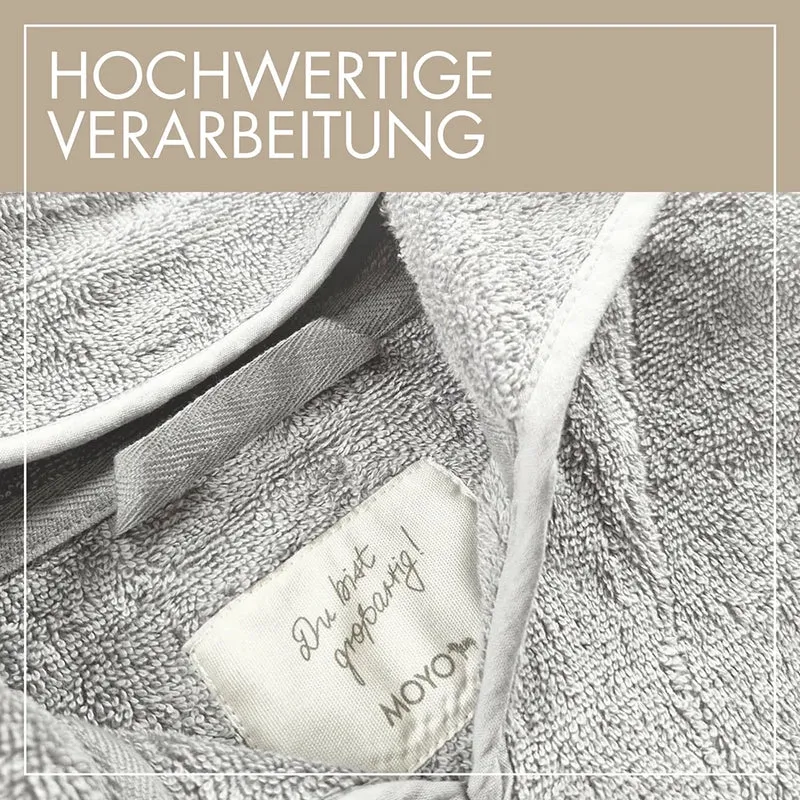 Baby Badeponcho 75x75 cm – „Grau“ mit niedlichen Bärenohren