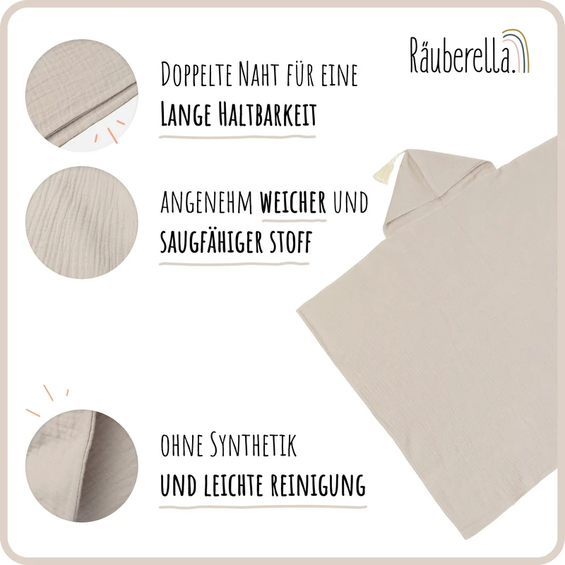 Musselin Kapuzenhandtuch (75x100cm) Beige