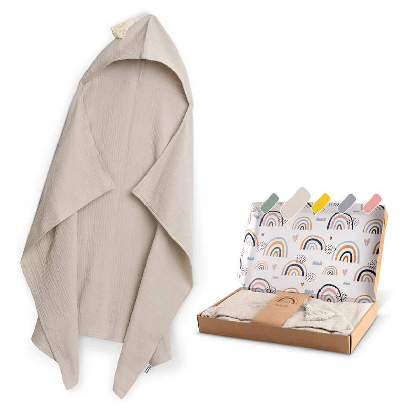 Musselin Kapuzenhandtuch (75x100cm) Beige