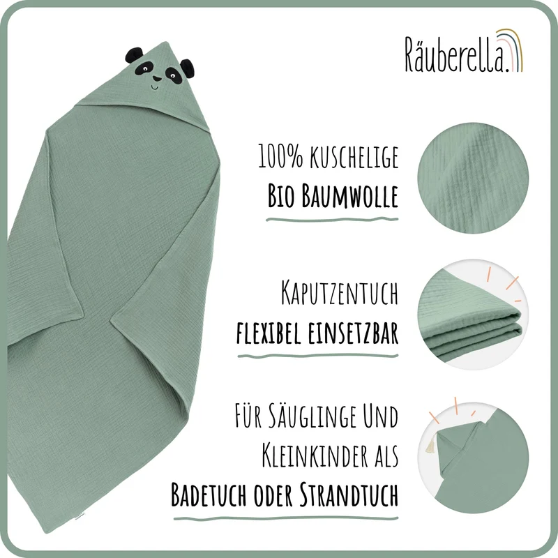 Kapuzenhandtuch Panda Mint