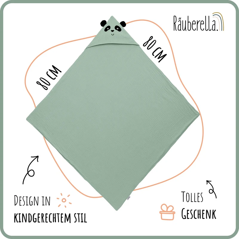 Kapuzenhandtuch Panda Mint