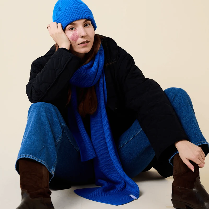 Schal aus Merinowolle • Blau