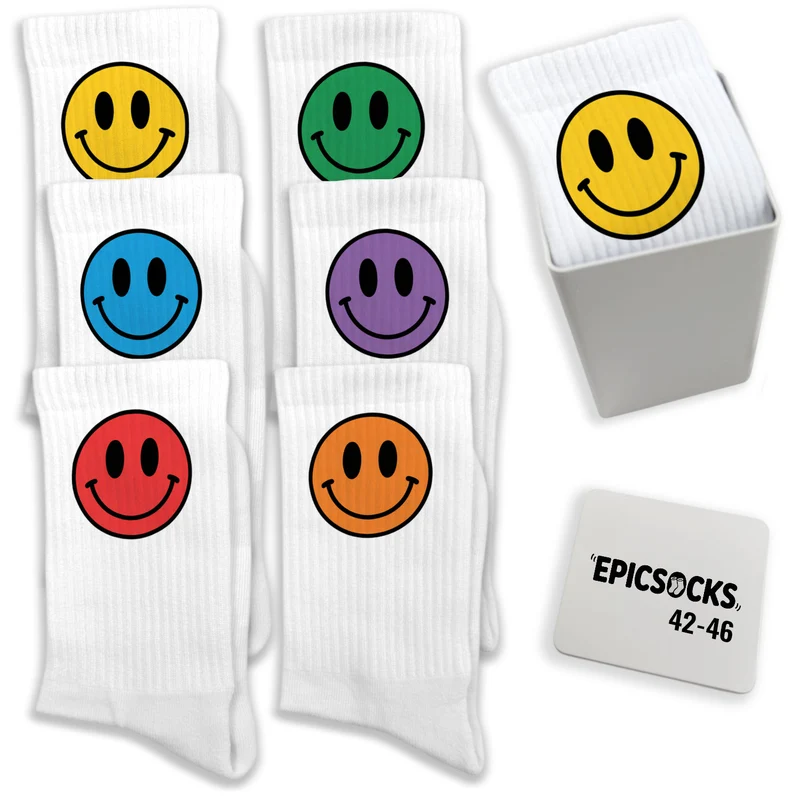 epicsocks Happy Vibes Socken in 37-41 im 6er Set in Geschenkdose im 6er Set in Geschenkbox