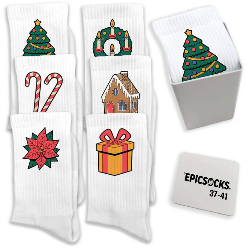 epicsocks HollyHops Socken in 37-41 im 6er Set in Geschenkdose im 6er Set in Geschenkbox