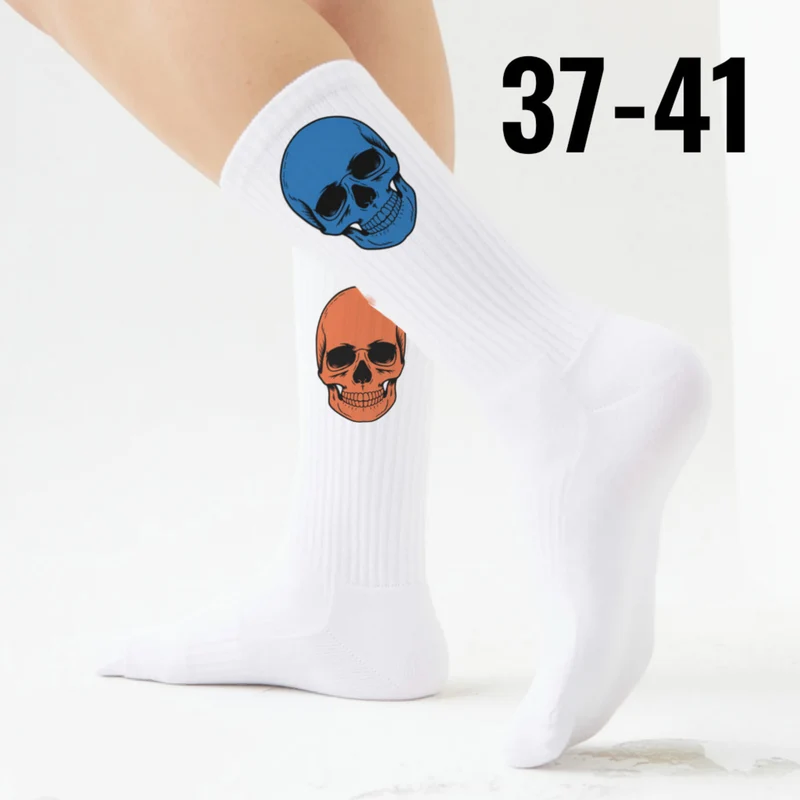 epicsocks Colorful Skulls Komplementärschädel blau-orange Socken in 37-41 im Paar
