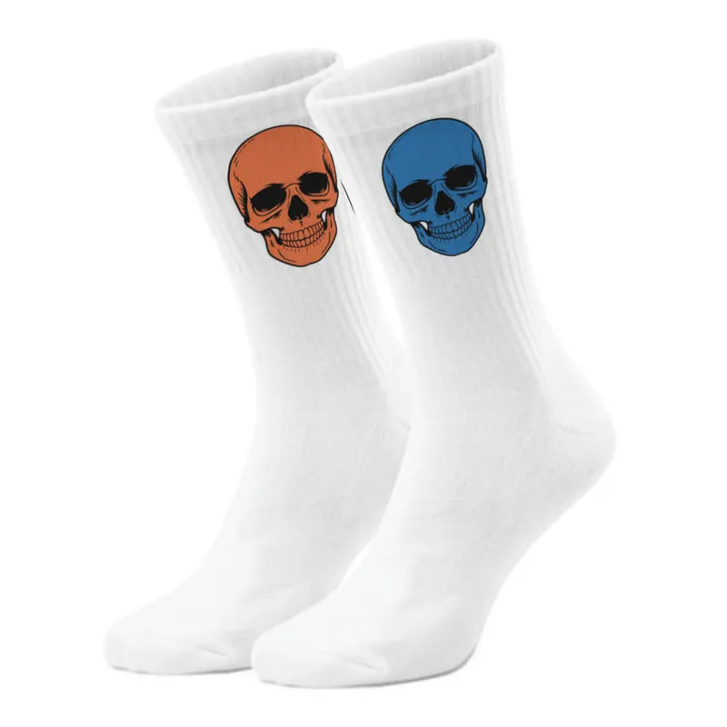 epicsocks Colorful Skulls Komplementärschädel blau-orange Socken in 37-41 im Paar