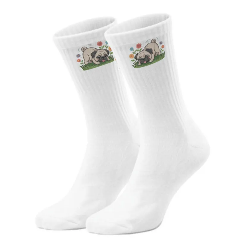 epicsocks Pug Paradise Blumenwiese Socken in 37-41 im Paar