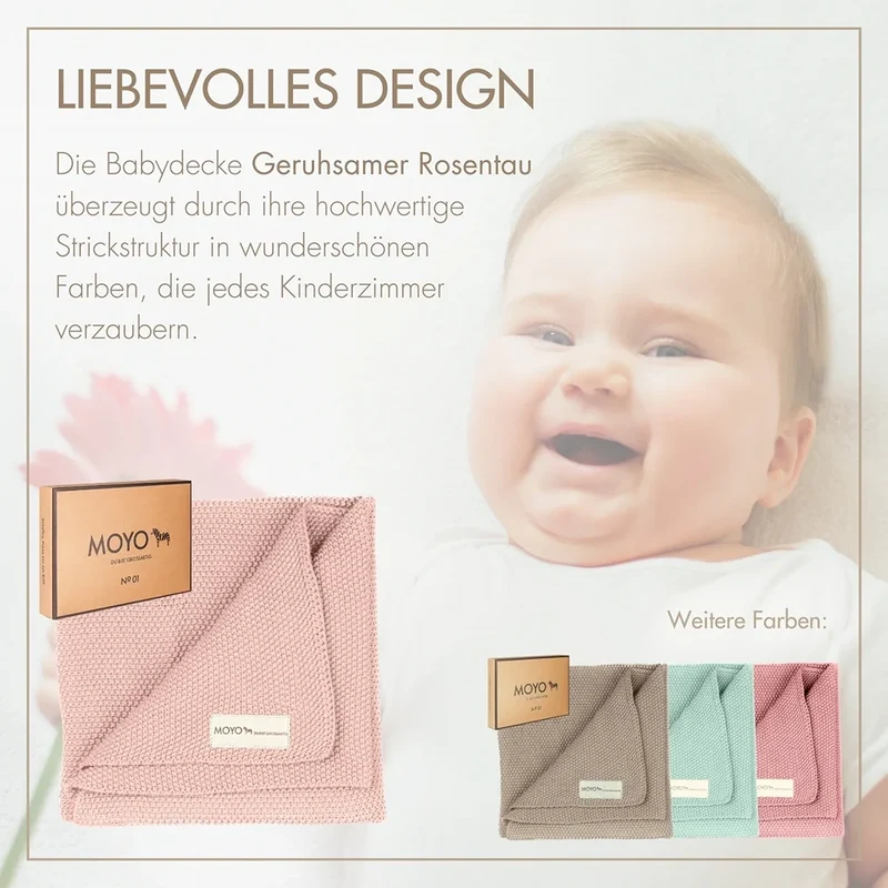 Babydecke Reiskorn-Struktur "geruhsamer Rosentau"