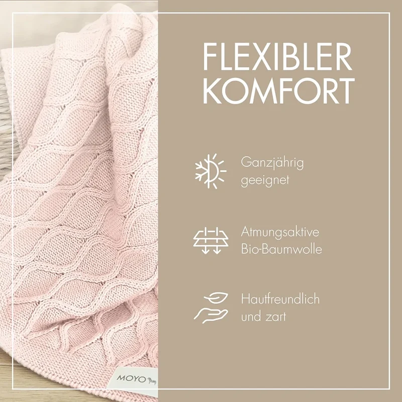Babydecke Wellen-Struktur "Sanftes Rosenholz"