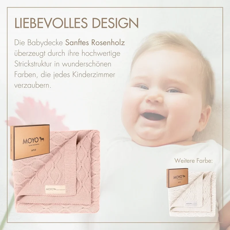 Babydecke Wellen-Struktur "Sanftes Rosenholz"
