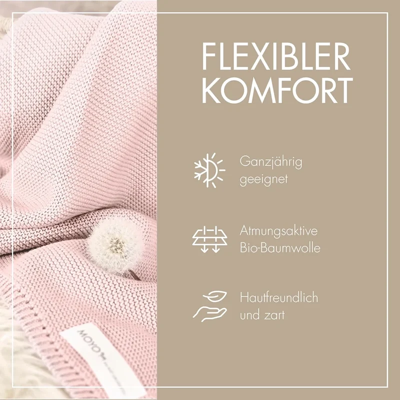 Babydecke Linksstrick Pointelle „Wilde Rosenblüte“