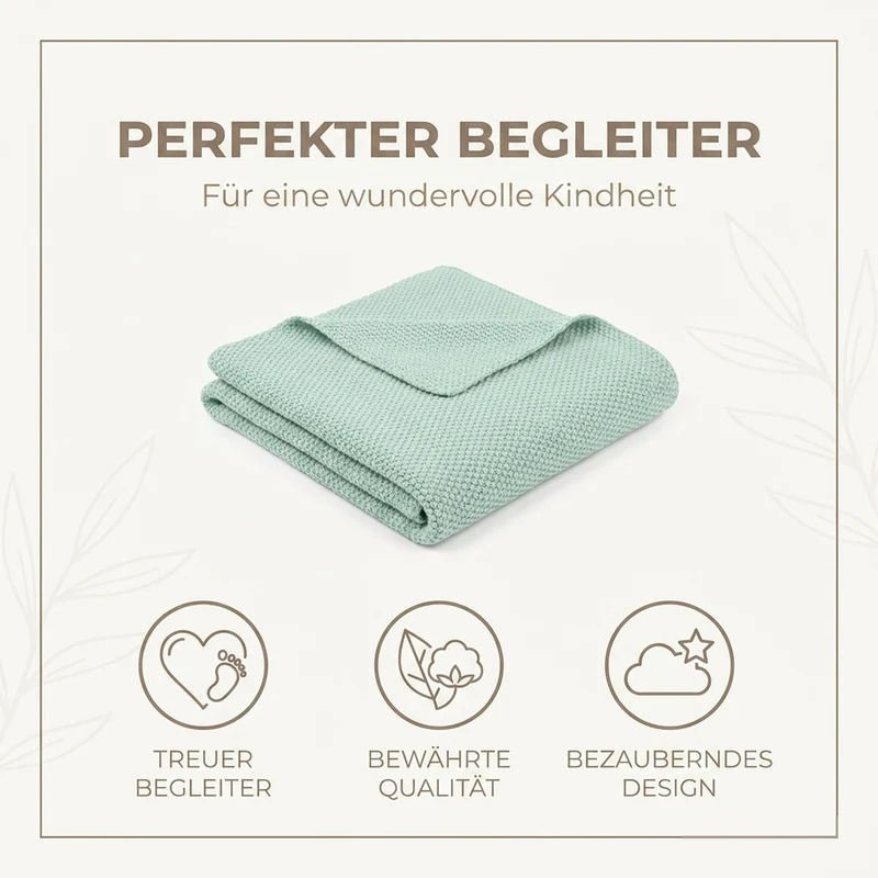 Babydecke Reiskorn-Struktur "Heller Eukalyptus"
