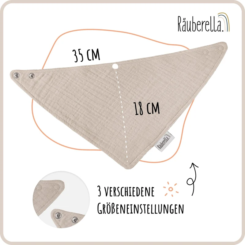 3er Set Musselin Lätzchen Mint, Blau & Beige