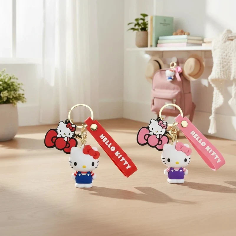 Hello Kitty 3D Schlüsselanhänger mit Gummischleife