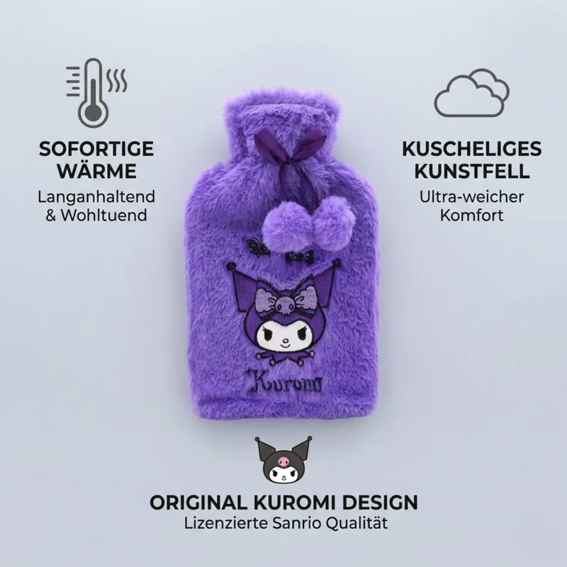 Kuromi Wärmflasche mit Kunstfellbezug