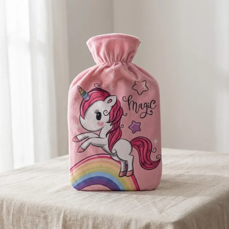 Einhorn Wärmeflasche mit Flanellbezug