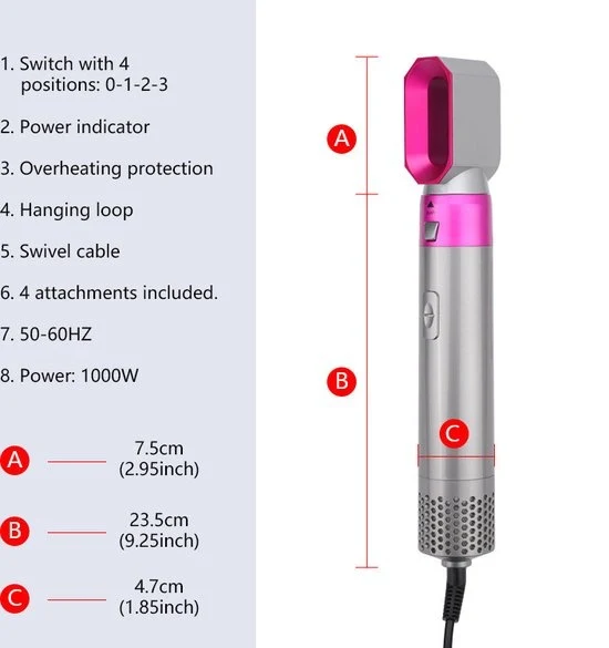 HOT Air Styler 5+1 F√∂hnborstel - Stijlborstel - 5-IN-1 Set- Krulborstel - Magic brush - Haardroger - F√∂hn - Multistyler - Automatische Krultang