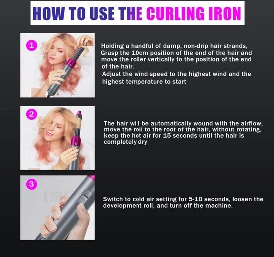 HOT Air Styler 5+1 F√∂hnborstel - Stijlborstel - 5-IN-1 Set- Krulborstel - Magic brush - Haardroger - F√∂hn - Multistyler - Automatische Krultang