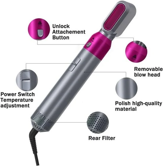 HOT Air Styler 5+1 F√∂hnborstel - Stijlborstel - 5-IN-1 Set- Krulborstel - Magic brush - Haardroger - F√∂hn - Multistyler - Automatische Krultang