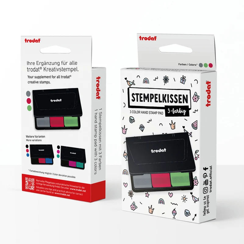 Trodat Kreativ Stempelkissen 9051 – 3-farbiges Stempelkissen (90 × 50 mm)