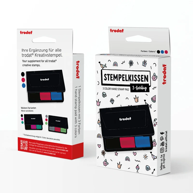 Trodat Kreativ Stempelkissen 9051 – 3-farbiges Stempelkissen (90 × 50 mm)