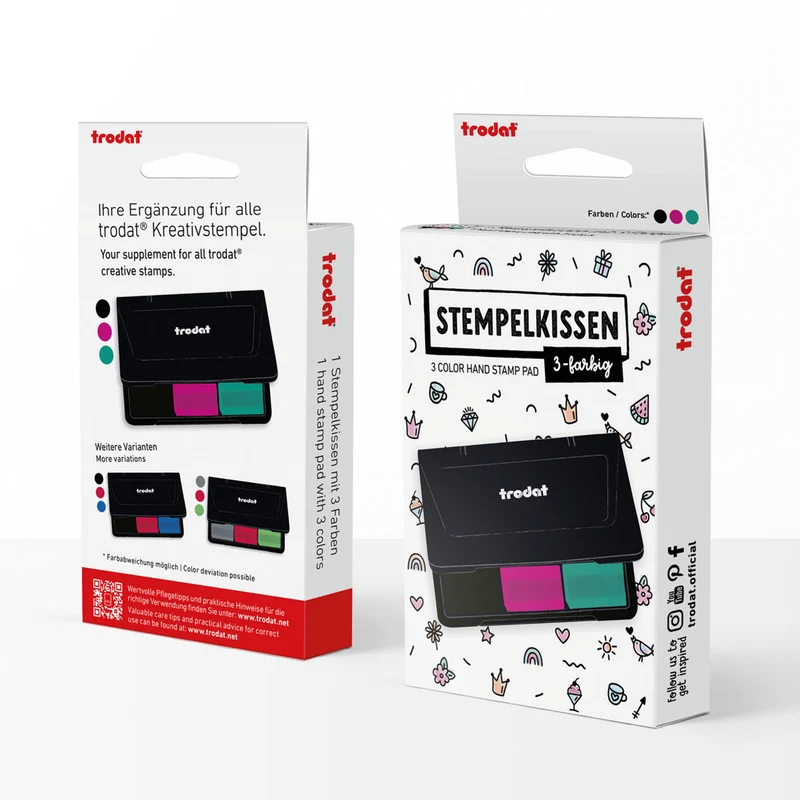 Trodat Kreativ Stempelkissen 9051 – 3-farbiges Stempelkissen (90 × 50 mm)